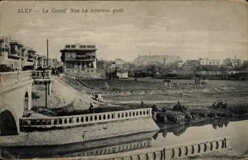 Ak Aleppo Syrien, Teilansicht der großen Brücke an der Hauptstraße