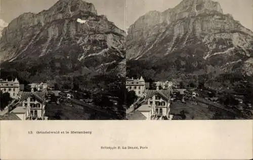 Stereo Ak Grindelwald Kanton Bern, Teilansicht und Mettenberg
