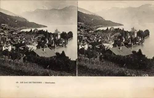 Stereo Ak Thoune Thun Kanton Bern Schweiz, Oberhofen, Teilansicht
