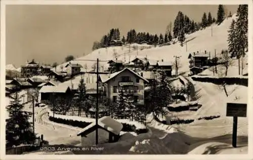 Ak Arveyes Ollon Kanton Waadt, Hotel im Winter