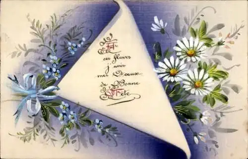 Handgemalt Ak Glückwunsch Geburtstag, Blumen