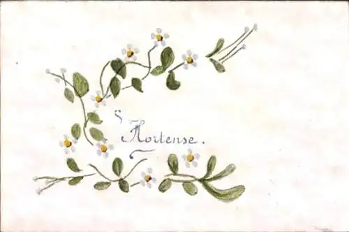 Handgemalt Ak Weiße Blüten