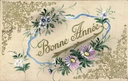 Handgemalt Ak Glückwunsch Neujahr, Blüten