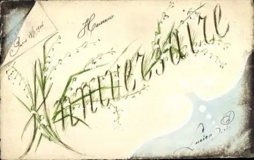 Handgemalt Ak Glückwunsch Geburtstag, Gräser