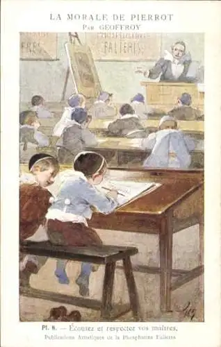 Künstler Ak Geoffroy, The Morals of Pierrot, Hören Sie zu und respektieren Sie Ihre Meister