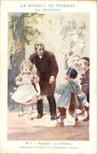 Künstler Ak Geoffroy, The Morals of Pierrot, Respekt vor dem Alter