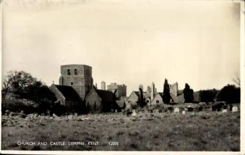 Ak Lympne Kent England, Kirche und Schloss