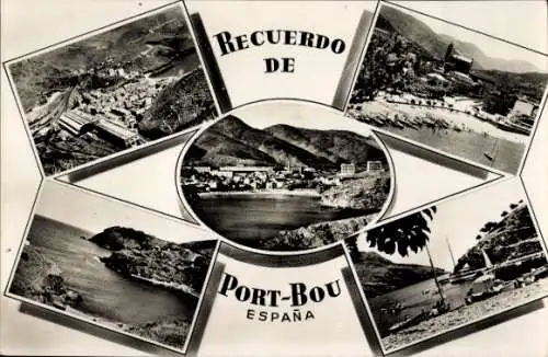 Ak Portbou Port Bou Katalonien, Strand, Gesamtansicht