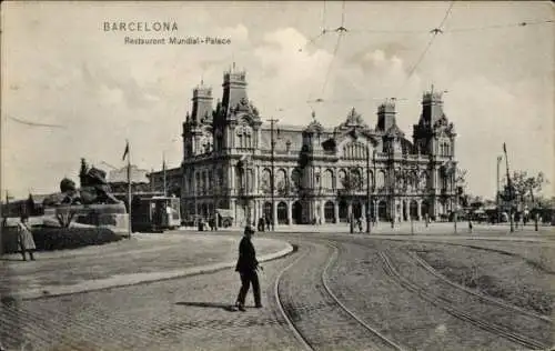 Ak Barcelona Katalonien Spanien, Restaurant Mundial-Palace