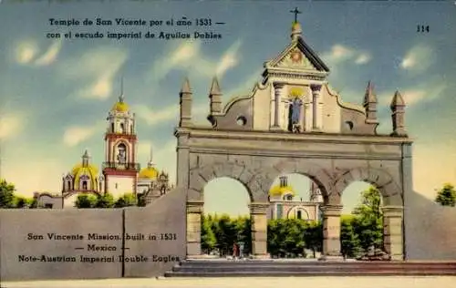 Ak Mexiko, Tempel von San Vicente um das Jahr 1531
