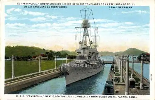 Ak Canal de Panama, US Amerikanisches Kriegsschiff, USS Pensacola