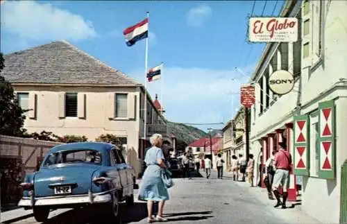Ak Philipsburg Sint Maarten, Front Street Einkaufszentrum