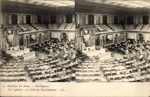 Stereo Ak Washington DC USA, das Kapitol, die Repräsentantenhalle