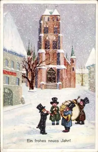 Ak Glückwunsch Neujahr, Musizierende Kinder