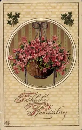 Präge Ak Glückwunsch Pfingsten, Blumen, Glückskle