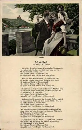 Lied Ak Mosellied von Th. Rech, Liebespaar, Im weiteren deutschen Lande zieht mancher Strom dahin...