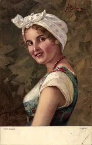 Künstler Ak Süß, J., Reserl, Gemaltes Frau-Portrait