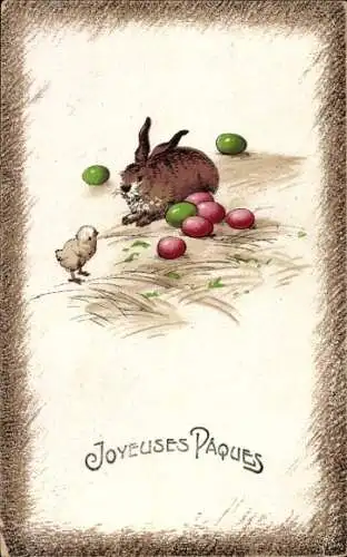 Ak Glückwunsch Ostern, Küken, Ostereier, Hase