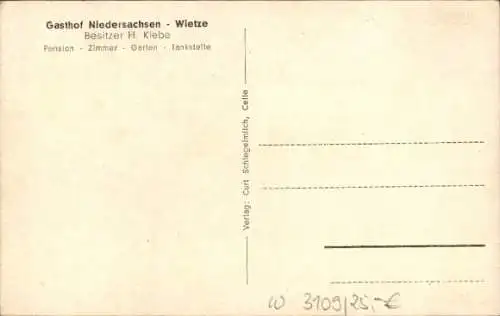 Ak Wietze in der Lüneburger Heide, Gasthof Niedersachsen