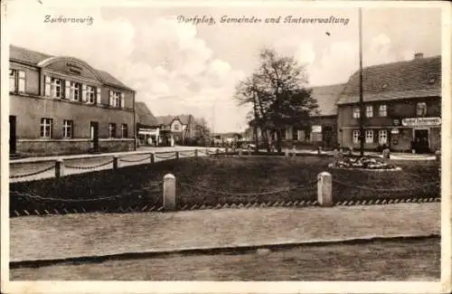 Ak Zschornewitz Gräfenhainichen in Sachsen Anhalt, Dorfplatz, Verwaltungsgebäude
