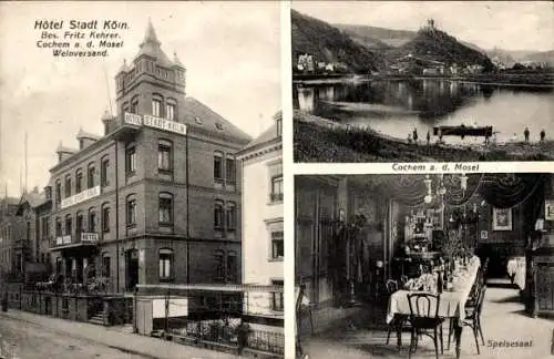 Ak Cochem an der Mosel, Hotel Stadt Köln, Moselpartie