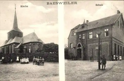 Ak Baesweiler Nordrhein Westfalen, Kirche, Schule