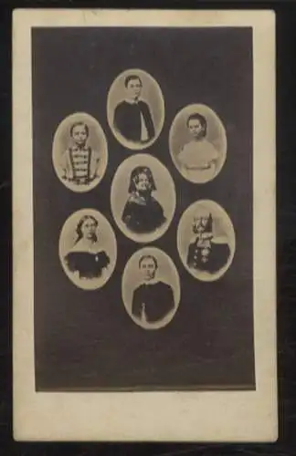 CdV Mehrbild Foto u.a. Herzog Friedrich Franz II. von Mecklenburg, Großherzogin Alexandrine