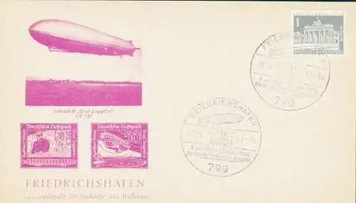 Ak Stempel 125. Geburtstag Graf Zeppelin 1963, Friedrichshafen am Bodensee, Luftschiff LZ 127