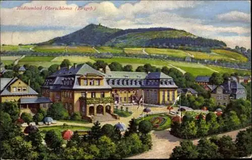 Künstler Ak Oberschlema Bad Schlema im Erzgebirge Sachsen, Kurhaus, Parkanlage