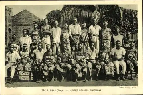 Ak Republik Kongo Französisch Kongo, Jeunes Menages Chretiens, portrait