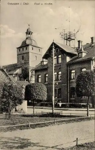 Ak Greußen in Thüringen, Post, Kirche