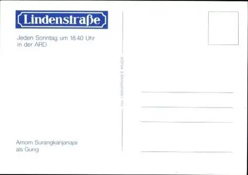 Ak Schauspieler Amorn Surangkanjanajai, Portrait, Autogramm, ARD, Serie Lindenstraße, als Gung