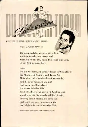 Lied Ak Du bist ein Traum, Schauspieler und Sänger Vico Torriani