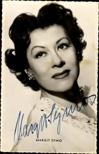 Ak Schauspielerin Margit Symo, Portrait, Autogramm