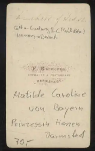 CdV Portrait Mathilde Caroline Großherzogin von Hessen und bei Rhein, geb. von Bayern