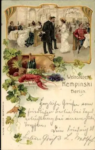 Litho Berlin Mitte, Weinstuben Kempinski, Gäste, Hummer, Weintrauben