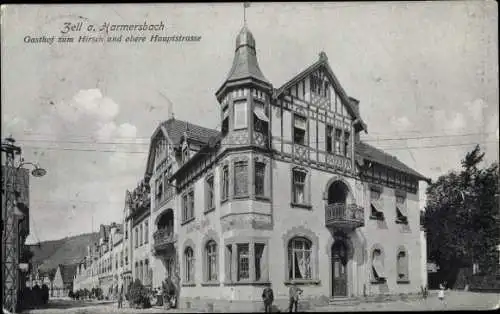 Ak Zell am Harmersbach Schwarzwald Baden, Gasthof zum Hirsch, obere Hauptstraße