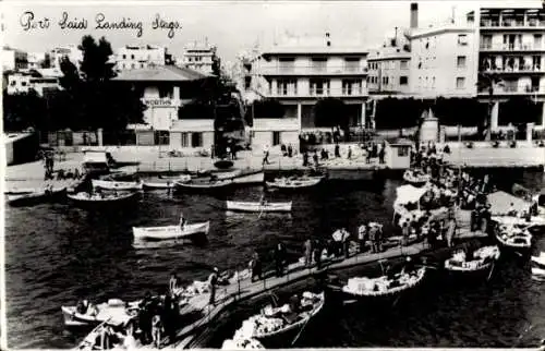 Ak Port Said Ägypten, Anleger, Boote