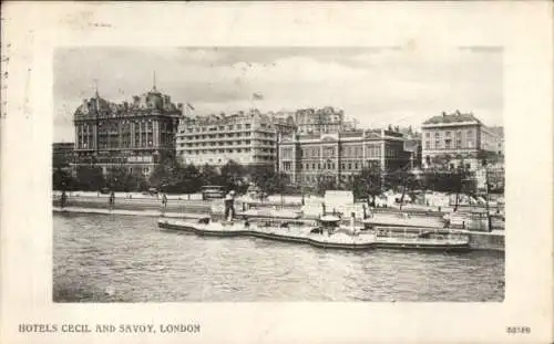Ak London City England, Hotel Cecil, Hotel Savoy