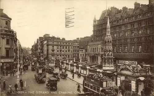 Ak London City England, Strand, Charing Cross