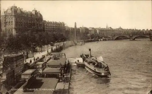 Ak London City England, Victoria Embankment, Brücke