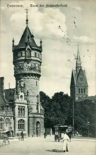 Ak Hannover in Niedersachsen, Turm der Flusswasserkunst, Kirchturm