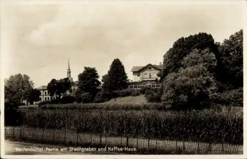 Ak Wolfenbüttel, Partie am Stadtgraben und Kaffee Haus