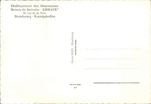 Ak Koenigshoffen Königshofen Strasbourg Straßburg Elsass Bas Rhin, Etablissement des Diaconnesses