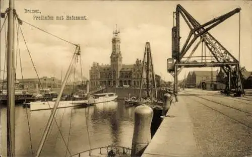 Ak Hansestadt Bremen, Freihafen, Hafenamt