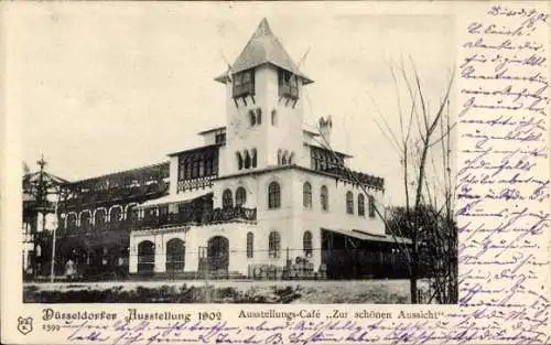 Ak Düsseldorf am Rhein, Industrie und Gewerbeausstellung 1902, Cafe zur schönen Aussicht