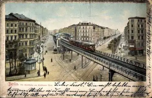 Ak Berlin Kreuzberg, Hochbahn am Kottbusser Tor, Vogelschau