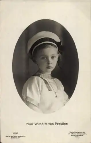 Ak Prinz Wilhelm von Preußen, Kinderportrait, Liersch 2333