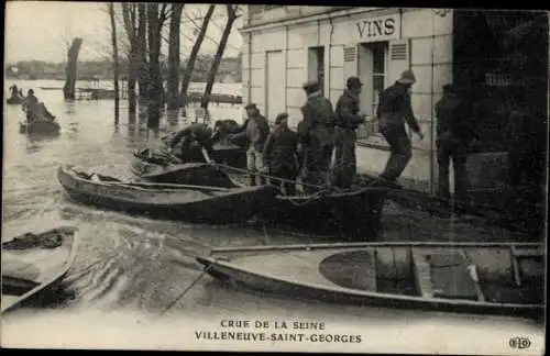 Ak Villeneuve Saint Georges Val de Marne, Überschwemmung der Seine