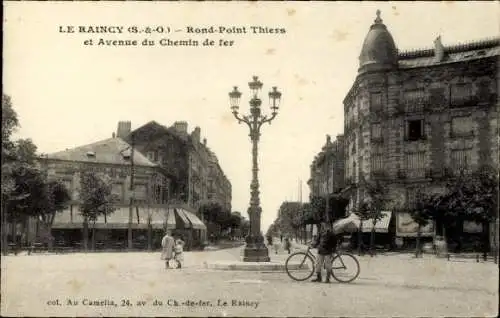 Ak Le Raincy Seine Saint Denis, Rond Point Thiers und Avenue du Chemin de fer